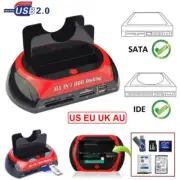 Docking Station Dual 2.5" 3.5" SATA IDE Hard Disk Drive Dock OTB Card Reader
