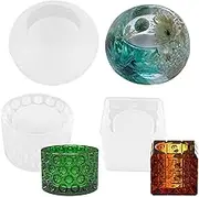 DJAPWPX-3pcs Silicone Candle Holders Mold 3D Epoxy Resin Casting Moulds Set DIY Candle Holders Mold Set Reusable Storage Box Mould Home Table Decoration for Jewellery Cosmetic (B)