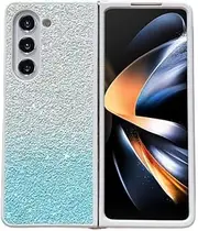 for Samsung Galaxy Z Fold 5 4 3 5G Case Skin-Feeling Glitter Gradient Folding Shockproof Protection Hard Cover Accessories,Blue,for Z Fold5