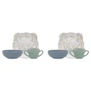 6pc Ecology Teddy Kids/Children's Stoneware Cup/Plate/Bowl Set Confetti