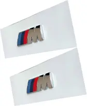 BMW M Front Fender Badge Sign Replacement - 2pcs Sport Nameplate Decal Logo Sticker (Silver)