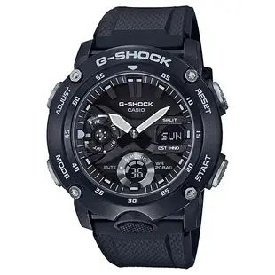 【CASIO】G-SHOCK 黑色碳纖維錶殼雙顯款 GA-2000S-1A 台灣卡西歐公司貨