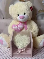 Huge 32” Plush Teddy Bear with Rose Box – Romantic Gift for Her
