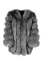 [Wanan Touch] Wanan Touch-Giacca Paris Grigia Scuro in Pelliccia di Volpe-Donna S