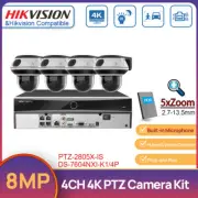Hikvision 4CH 4K Home Security CCTV System 8MP 5XZoom IR POE 4K PTZ Camera MIC