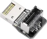 USB 3.2 Gen 1 to USB 3.2 Gen 2 Header Adapter, Front Type‑E Adapter Header PC Motherboard USB3.1 10G 90 Degree Steering Elbow Converter PH74A