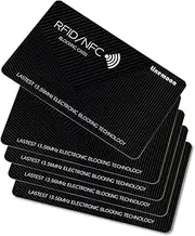 [Linemoon] RFID Blocking Card, One Card Protects Entire Wallet Purse, Contactless NFC Debit Credit Card Protector ID ATM Card Guard Blocker, Black, 5 Pcs, Classic