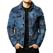 Men's Color Block Shirt Shirt Jacket Overshirt Long Sleeve Vintage Outdoor Street Casual Daily Fall Winter Turndown Buttons Pocket Print Dark Navy Blue