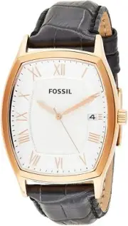 NEW-FOSSIL ANSEL BLACK CROC LEATHER BAND+ROSE GOLD DIAL+ROMAN #'s WATCH FS4739