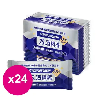 【Let-Green 立得清】75%酒精擦濕紙巾(單片包30片-輕巧包)X24入