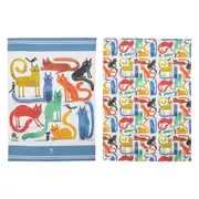 Ashdene Quirky Cats Assorted 2 Pack of Kitchen Towels