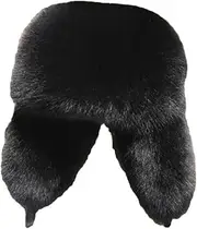 [keusyoi] Fur Hat Russian Bomber Hat Men's Hat Ushanka Winter Ear Hat Fur Beanie Hat