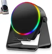 4-in-1 360° Rotating Bluetooth Speaker Stand, 2025 New Cell Phone Stand with Wireless Bluetooth Induction Speaker, Anti-Slip Base Hd Surround Sound, Induction Connection (Black)