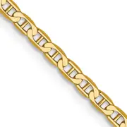 14K Yellow Gold 22 Inch 2.4mm Concave Anchor With Lobster Clasp Chain