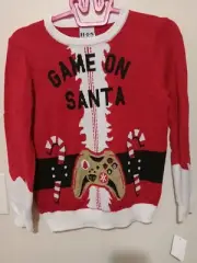 Boys Christmas Sweater Size Medium Game On Santa