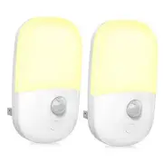 Plug in Motion Sensor Dimmable Night Light, Soft Warm White LED Nightlight