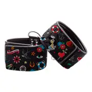Ouch! Tattoo-Style Printed Leather Ankle Cuffs