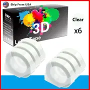 6 Clear Rolls Label Tape 3D for Dymo Organizer Xpress (12965) Label Makers