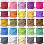 cridoz Faux Suede Leather Cord,25 Rolls Flat Leather String for Jewelry Making,Leather Strips Leather Laces for Dream Catcher Supplies DIY Crafts,Thread Velvet Cord for Necklace,Bracelet,Beading