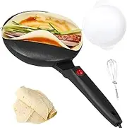 Crepe Makers, Electric Handheld Pancake Maker, 1 Batter Bowl and Mixer, Non-Stick and Easy to Clean, Spherical Curved Surface Design, One-Touch Switch,for Pancakes