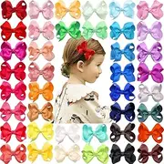 40 Colors 3" Hair Bows Clips Grosgrain Ribbon Bows Alligator Hair Clips for Girls Toddler Infants Kids Teens Children