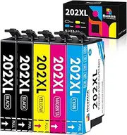 Hookink 5-Pack 202XL Compatible Ink for Epson 202XL 202 XL Ink Cartridges High Capacity for Epson Expression Home XP-5100 Workforce WF-2860 Printer (2BK,1C,1M,1Y)