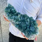 16.1lb Large NATURAL Green Cube FLUORITE Quartz Crystal Cluster Mineral Specimen