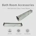 Stainless Steel Glass Towel Rack Shelf towel Bar Rod and Hook for Wall Mount