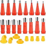 24pcs Universal Integrated Rubber Nozzle Tool Kit, Reusable Caulking Nozzles Tips with Connect Base Elbow Stainless Steel Sealant Nozzle Applicator Caulk Nozzle for Window Home Use
