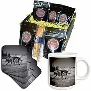 3dRose cgb_13861_1 Yukon Quest Sled Dogs on The Takhini River Black and White-Coffee Gift Basket, Multicolor