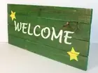 Reclaimed rustic home sweet home sign, repurposed pallet plague, green & white