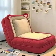 AXHNG Lazy Floor Sofa, Foldable Lazy Sofa Bed Floor Chair, Single Relaxation Chair Tatami Lazy Sofa, Adjustable Human Dog Bed, for Home Living Room (Red+White)