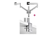 Atdec AWMS-2-D40 Dual 690mm Dynamic Monitor Arms + 400mm Post / 8kg (17.6lb) Flat and Curved Screens + F Clamp Desk Fixing, Silver