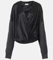 [Dries Van Noten] Dries Van Noten Silk-blend satin blouse AU 10 black