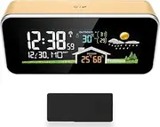 Digital Color Weather Station with Outdoor Sensor, Color Display Digital Weather Thermometer, Weather Forecast Alarm Clock, Temperature and Humidity Monitor, Wireless Weather Station