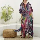 Psychedelic Caftan Kaftan Dress Festival Goddess New Age Fractal Trippy Rave