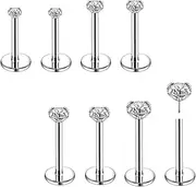 [AccGin] 8Pcs 20G 18G Threadless Push in Nose Stud Rings for Women Men Stainless Steel Nose Studs Nostril Piercing Jewelry CZ Nose Rings Studs 1.5MM 2MM 2.5MM 3MM Black Silver Gold