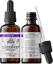 Black Elderberry Tincture, Organic Black Elderberry Extract (Sambucus Nigra) Antioxidant Extract for Immune Support, Non-GMO in Cold-Pressed Organic Vegetable Glycerin 2 oz 670 mg