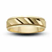 Ladies' 6mm Diagonal Flash Wedding Band in Solid 14K Gold