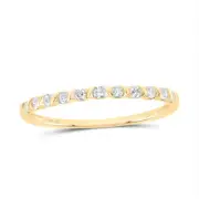 10kt Yellow Gold Womens Round Diamond Single Row Stackable Band Ring 1/6 Ct