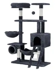 [i.Pet] Tower Scratching Cat Tree 144cm in Black