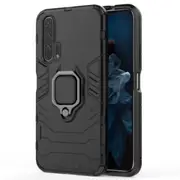2PCS PC + TPU Shockproof Protective Case for Huawei Honor 20 Pro, with Magnetic Ring Holder (Black)