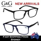 Mens Womens Reading Glasses Magnifying Square Large Frame Blue Black+1.0~+3.5