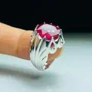 Natural Big Red Ruby Stone For Antique Design Jaali Frame Ruby Ring Silver 100%
