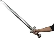 QUETZALCOATLUS Vikings Viking Age Middle Ages Medieval PU Foam Sword Weapon Toy for Berserker Soldier Knight Warrior Costume Battle Play Halloween Cosplay LARP Reenactments Red&Silver