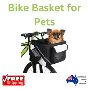 Pet Bike Basket Dog Carrier Front Bicycle Foldable Cycling Strap Pockets Comfort