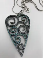 BRIGHTON SEA OF LOVE Blue Crystal LARGE HEART CONVERTIBLE NECKLACE Nwtag $128
