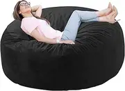 [WhatsBedding] Memory Foam Filled Bean Bag Chair for Adults with Durable Luxurious Velvet Cover,Medium 3 ft, Black, Solid, BBC-03