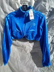 Adidas x Jeremy Scott Blue Velvet Track Top Women's Large H50965 NWT MSRP $150