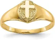 [JewelryWeb] 14ct Yellow Gold Teen Polished Religious Faith Cross Ring Size H